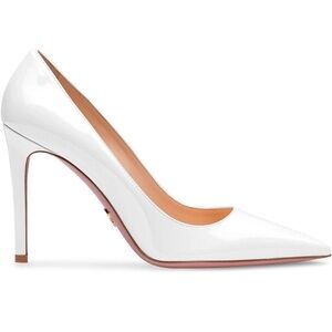DISO PRADA Iridescent Leather Pointed Toe 85mm or 105mm Heeled Pumps White